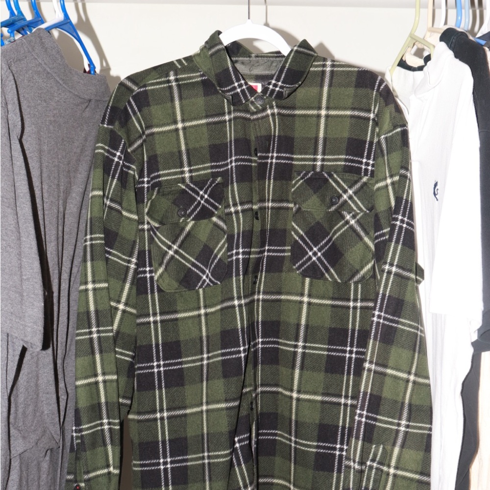 Green Plaid Button-Up Shirt